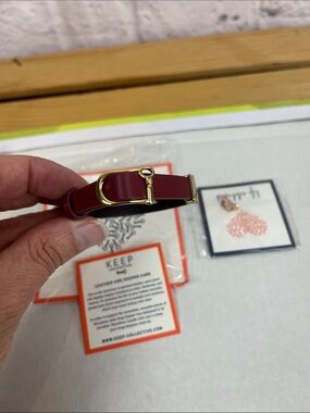Keep Collective Maroon Leather Band & High Heel Rose Gold Charm